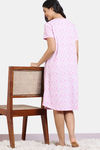 Zivame Basics Knit Cotton Knee Length Nightdress - Cream Pink — thumbnail 4